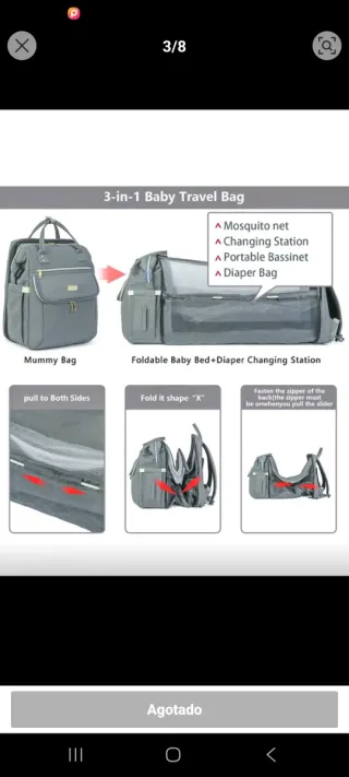 Mochila cambiador bebé con moisés