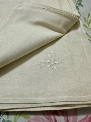 Set 12 Tovaglioli Lino-Cotone Beige Floreali '90