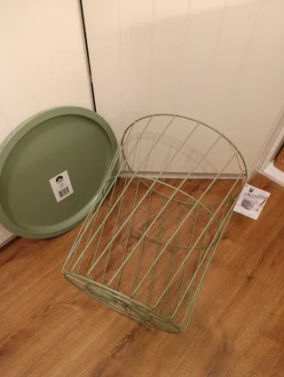 Mesa cesta auxiliar diseño verde, blanco o negra