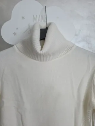 Abito maglia collo alto bianco