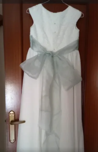 Vestido de Comunión Blanco y Teal