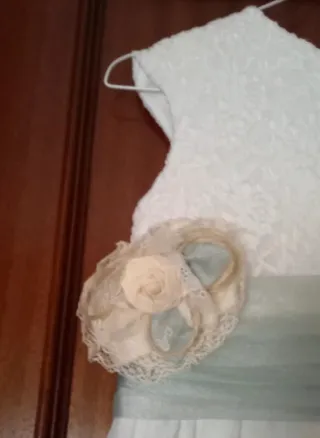 Vestido de Comunión Blanco y Teal