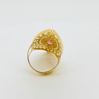 LANZADERA XXL PIEDRA ROSA. Oro 18k.