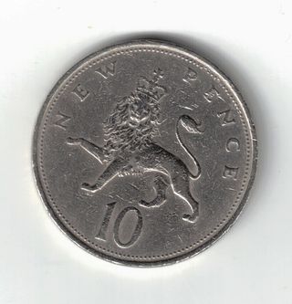 Moneta Regno Unito 10 New Pence 1968