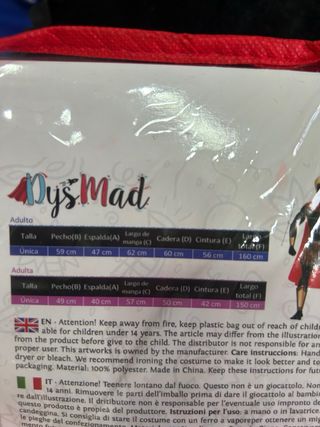 Disfraz Wally Talla S MysMad