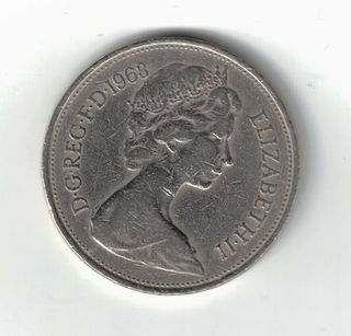 Moneta Regno Unito 10 New Pence 1968