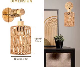 Lámpara de pared cuerda cáñamo y madera