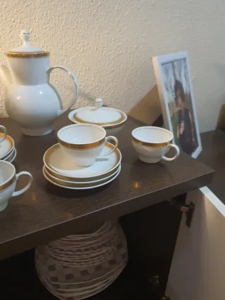 Juego de café porcelana y oro