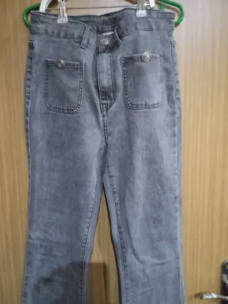 Pantalón campana gris talla L