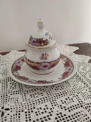 Zuccheriera con piattino stile Limoges