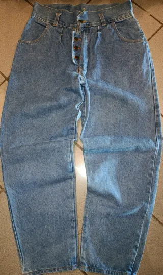 Jeans donna vita alta gamba larga tg 46