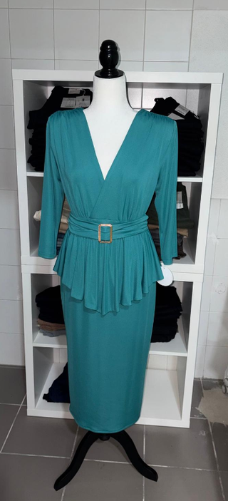 Vestido elegante verde azulado talla M