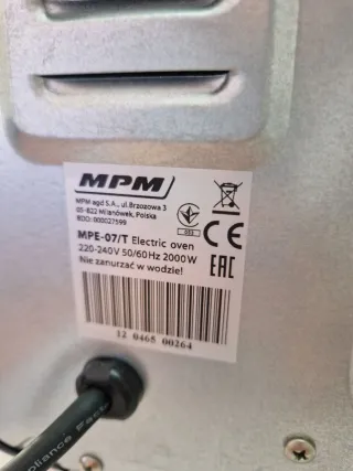 Horno Eléctrico MPM MPE-07/T 2000W