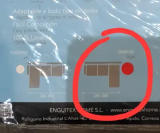 Funda sofá chaise longue Martina Home gris derecha