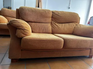 Sofá 3+2 plazas tela naranja teja