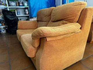 Sofá 3+2 plazas tela naranja teja