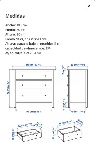 Cómoda blanca 3 cajones