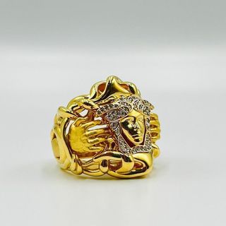 SELLO MEDUSA MANOS CON CIRCONITAS. Hueco. Oro 18k.