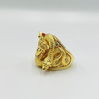 SELLO MEDUSA SERPIENTES CON CIRCONITAS. Oro 18k