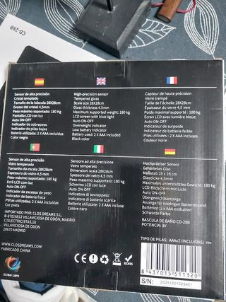 Báscula Baño Digital Negra Euro Life