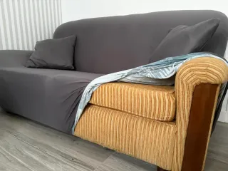 Sofá 2 plazas + fundas con fondo vegetal y gris