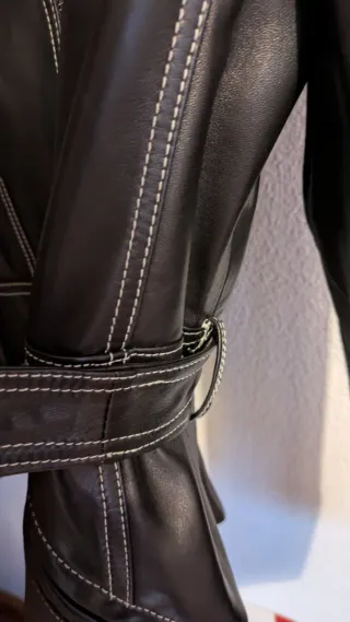 Abrigo de piel Top Piel negro