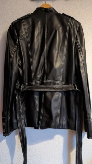 Abrigo de piel Top Piel negro