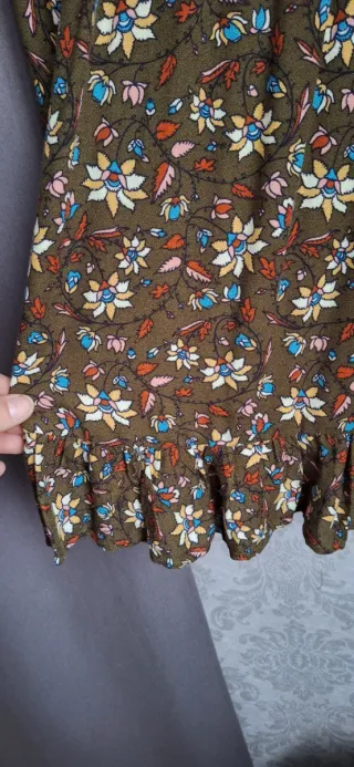 Vestido corto estampado floral, verde Flor indiana