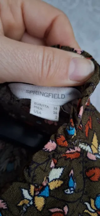 Vestido corto estampado floral, verde Flor indiana