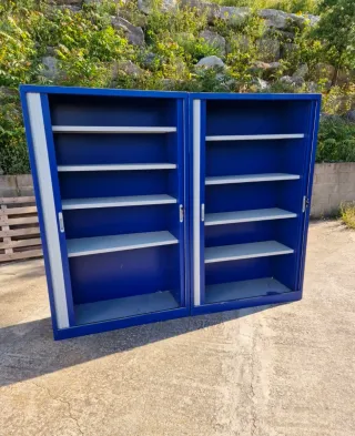 Armario Metálico Oficina Azul y Plata