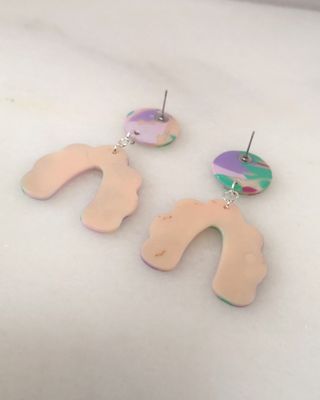 Pendientes Nube Morado y Rosa
