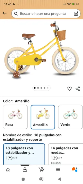 Bicicleta Infantil JoyStar 18 Pulgadas Amarilla