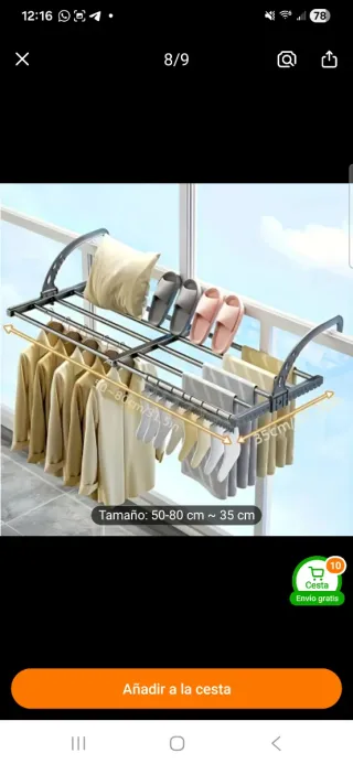 Tendedero plegable para ventana