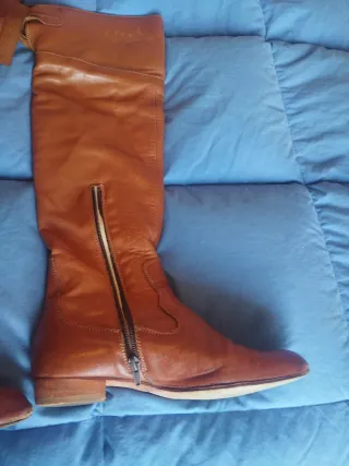 Stivali donna in pelle marrone