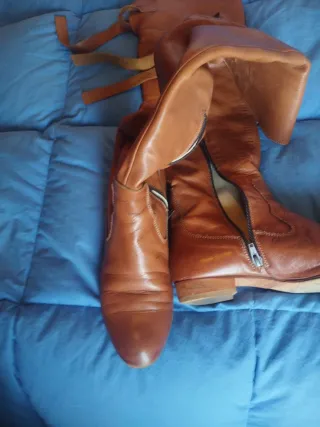 Stivali donna in pelle marrone