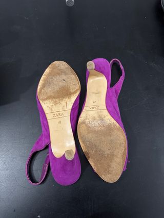 Zapatos Zara Morados con Pompones