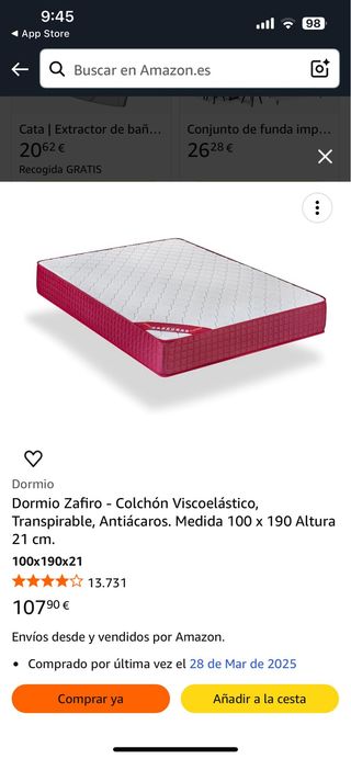 Colchón Dormio Zafiro 100x190