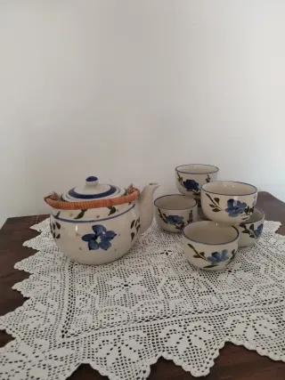 Servizio Tè Ceramica Cinese Blu e Bianco