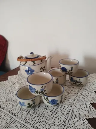 Servizio Tè Ceramica Cinese Blu e Bianco