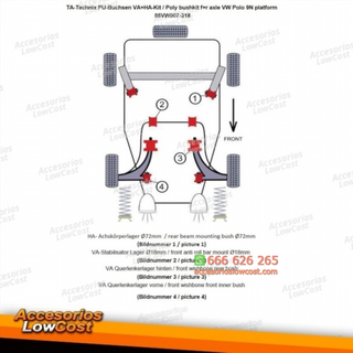 Kit casquillos TA Technix PU 14 piezas eje delant