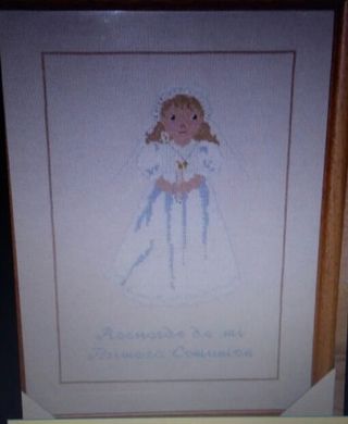 Cuadro bordado Primera Comunión niña