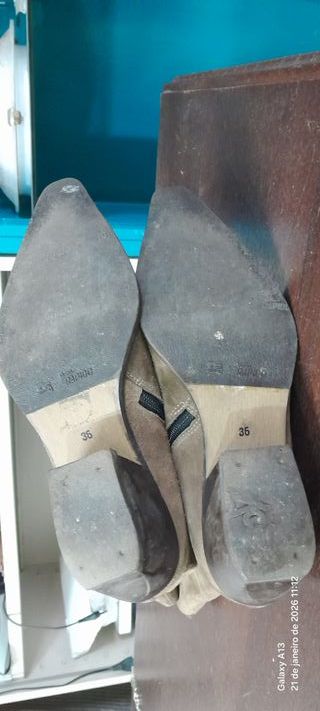 Botas femininas camurça bege/castanho tam 36
