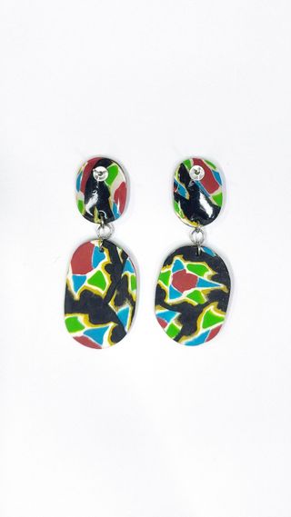 Pendientes ovalados multicolor