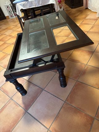Mesa de centro abatible madera y cristal