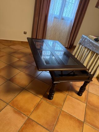 Mesa de centro abatible madera y cristal