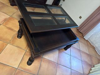 Mesa de centro abatible madera y cristal