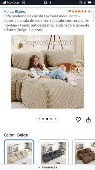 Sofá modular Bladez beige 2 plazas