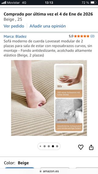 Sofá modular Bladez beige 2 plazas