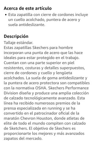 Zapato de seguridad Skechers Talla 45