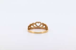 ANILLO PEQUEÑO CORONA CIRCONITAS ROSAS. Oro 18k.